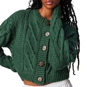 Free People Bonfire Cable Knit Cardigan